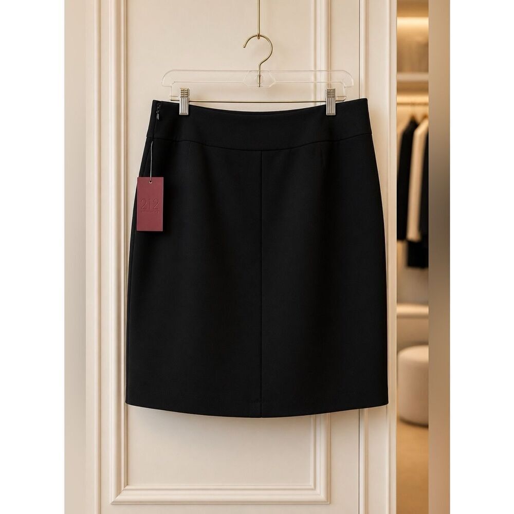 BLACK PENCIL SKIRT FULLY LINED SIDE ZIPPER BY 212 COLLECTION SIZE 14